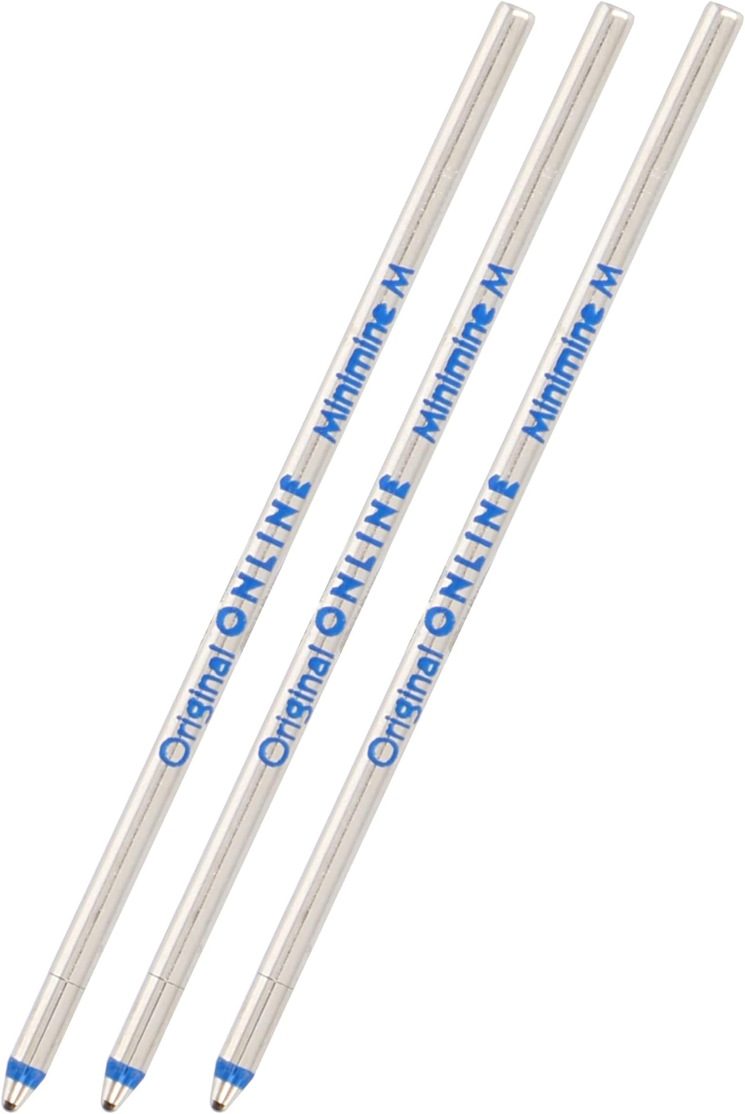 Online Ballpoint refill standard D1, 3 pieces, ink colour blue, medium point, replaceable mini micro pen refill, documentary proof, for multi-colour-pens, water proof