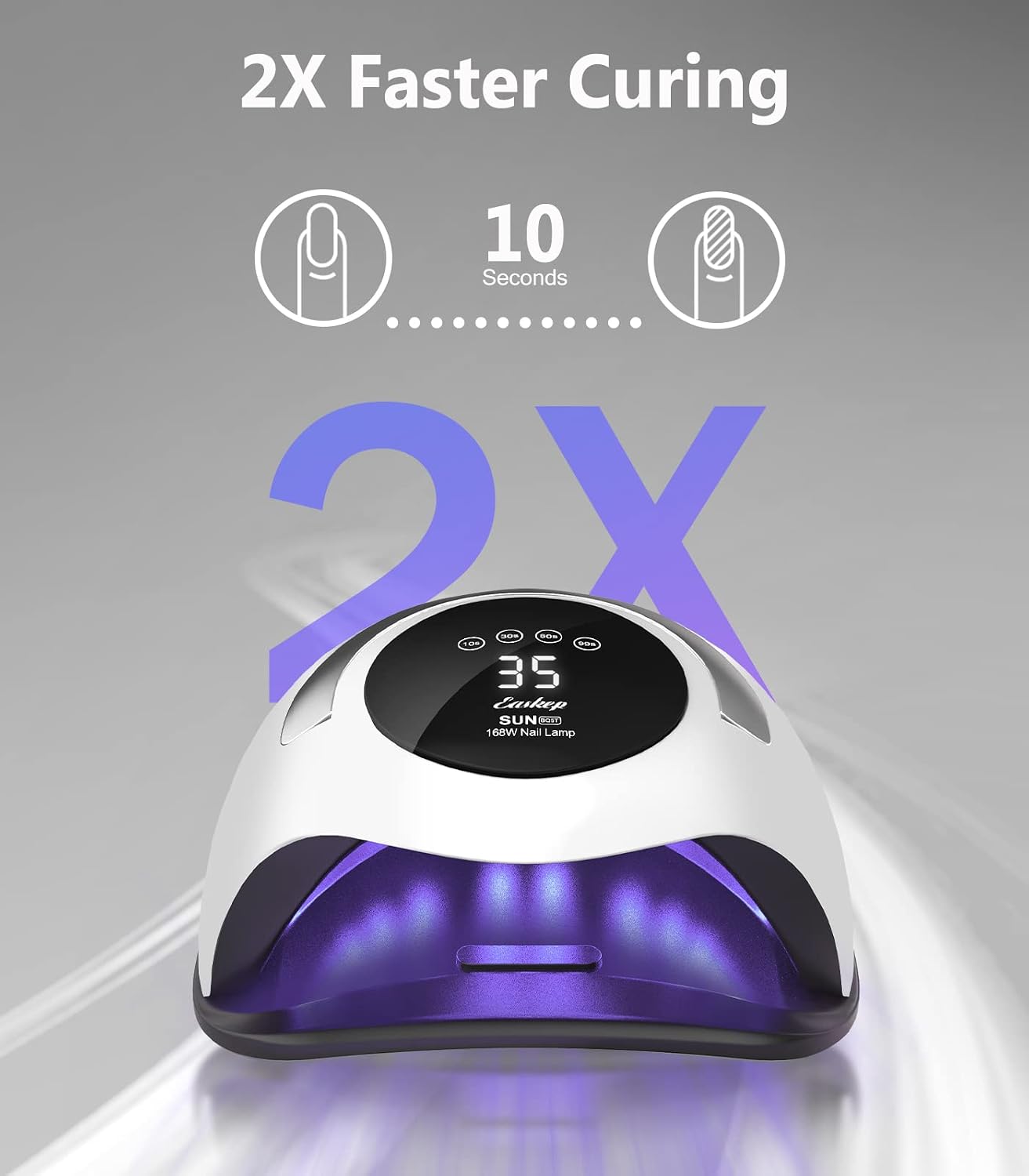 UV Light for Nails 168W - Easkep 42 Beads UV LED Nail Lamp Nail Dryer for Gel Polish Professional Curing Lamp with 4 Timer Settings Auto Sensor for Salon and Home Use (168W)