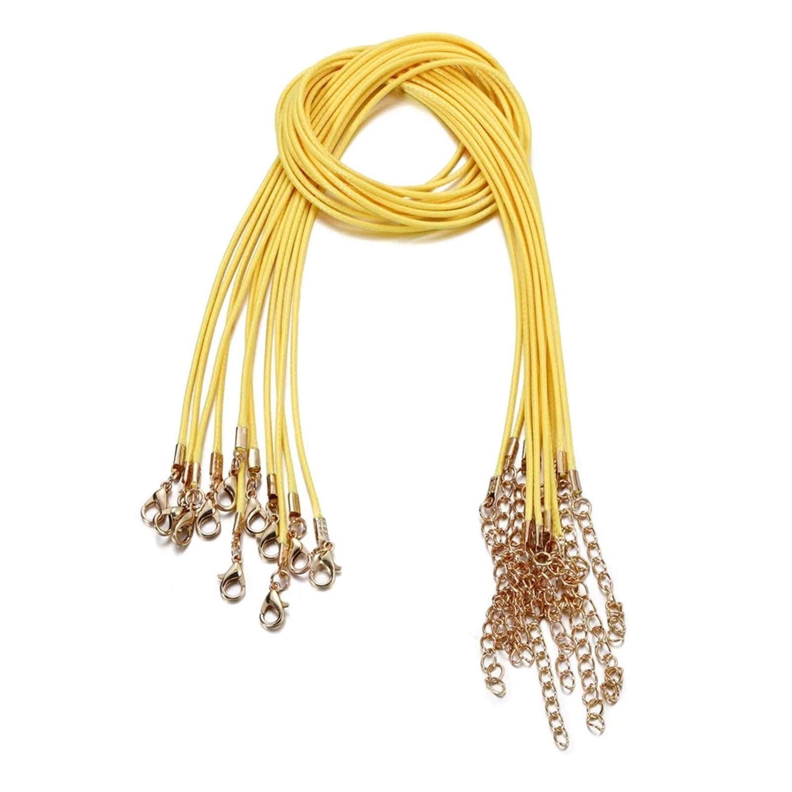 Anenog Yellow Leather Necklace Cord With Clasps 100Pcs 1.5Mm Handmade Leather With Lobster Clasp String Cord Adjustable Braided Rope For Diy Necklaces Pendant Charms Findings(Yellow)
