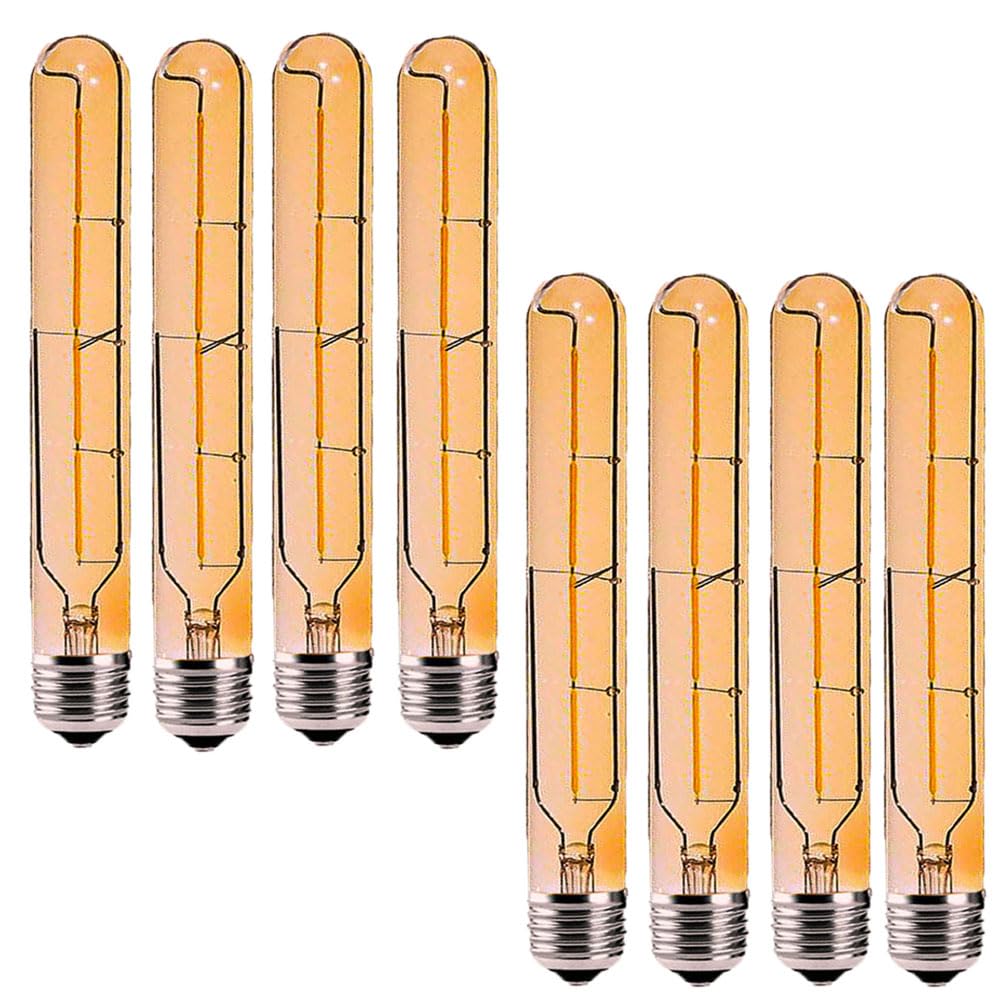 Lot de 8 Ampoules Incandescence Rétro Edison T30-225 E27 4W (Remplace Ampoule Halogène de 40W) Blanc chaud 2700K Tube long 400LM T30 Ampoule LED Filament E27 Verre Ambré Pas Dimmable 220-240V