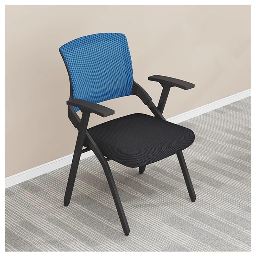 MYUYEE Folding Conference Room Chairs, With Lumbar Support, Armrest And Writing Board, Mesh Back Chairs, For Office Meeting And Training Room Chair (Blue-A-57X49X87 Cm)