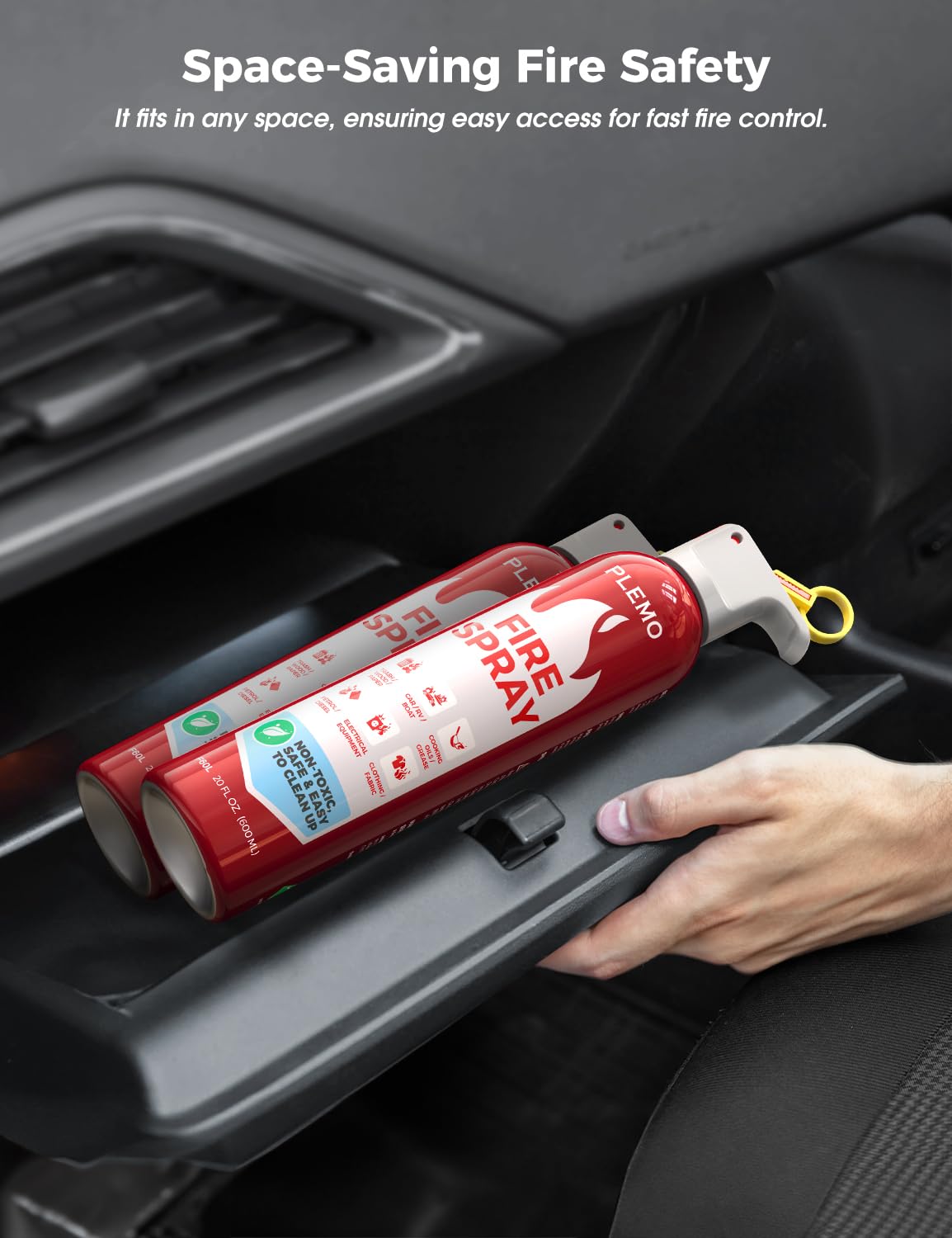 PLEMO Fire Extinguisher for Home, All-in-1 Fire Extinguisher for Car, Kitchen, RV, Garage, Truck, and Camping, Fire Spray Cold-Resistant, F60L, 2-Pack