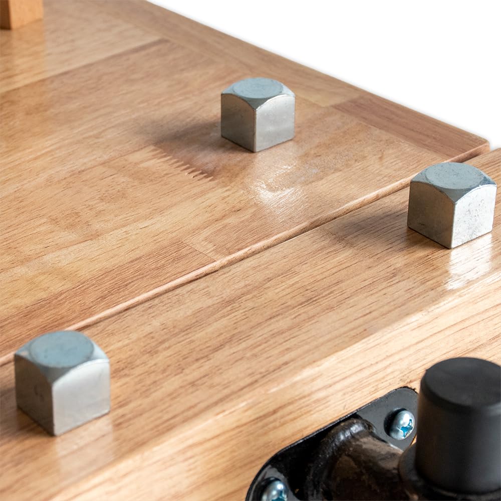 BAMATO Hobelbank WORK-1260 Werkbank Werkstatt Holz Spannzange Hobby | Robuste Hobelbank mit einfachem Aufbau | Inklusive je 4 Bankhaken aus Metall und Holz | Spannzange & große Werkzeugablage