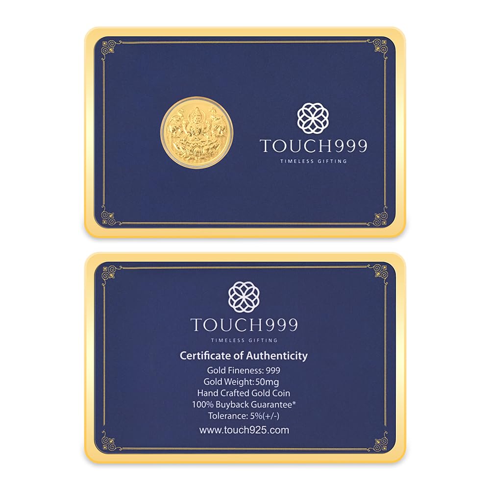 Pure 24K Gold 50 mg Gajalakshmi Coin | Seated Goddess Lakshmi on Lotus Flanked by Two Elephants | Classic Gold Coins for Keepsake Gifting | Premium Gold Gifts-image-7