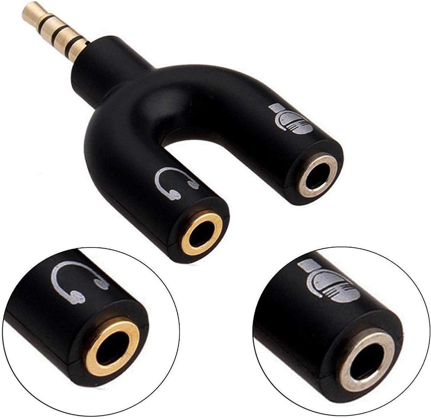 DEVICE OF URBAN INFOTECH 3.5mm Audio Jack to Headphone Microphone Splitter Converter Adapter, U Shape Audio Splitter for Connecting Mic and Headphones for Musical Instruments Studios, Mobile,Laptops