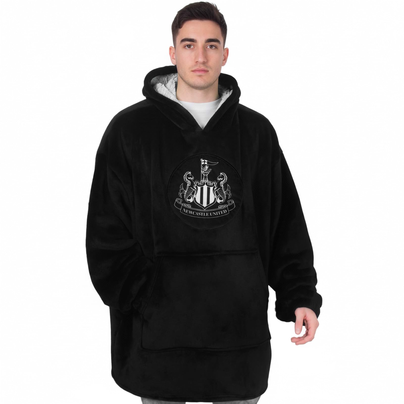 Newcastle United FC - Men's - Oversized Hoodie Blanket - XL/2XL - Black - Fleece Lined