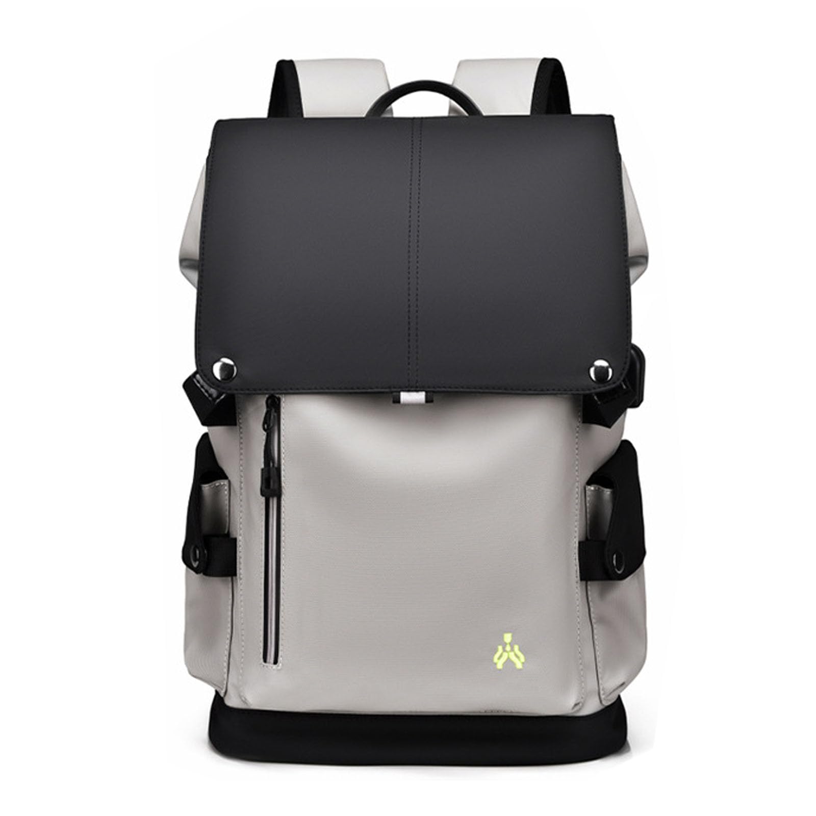 FANDARE Mochila para Laptop Mochila de Viaje de Negocios con Bloqueo de Puerto de Carga USB & Cinturón Reflectante Mochila Trabajo Mochilas para portátiles netbooks Mochilas Tipo Casual Blanco Negro