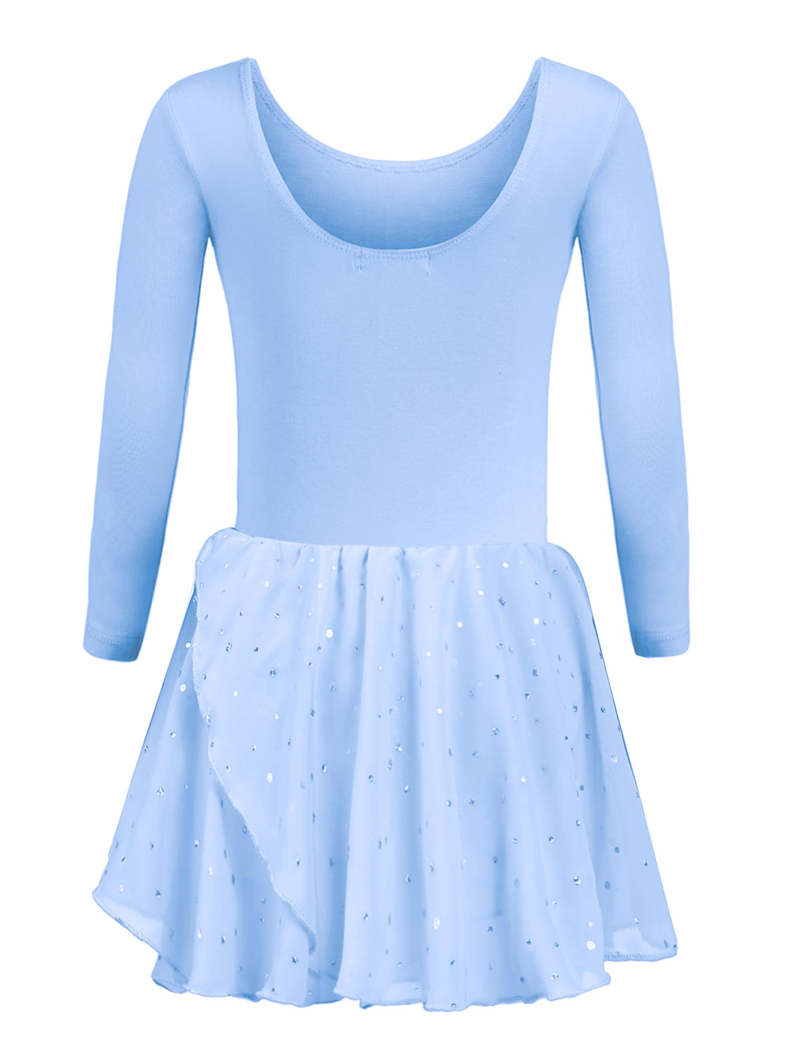 Trudge Girls A Blue Children's Ballet Dress, ’ Long-Sleeve Cotton Ballet Leotard Body With Tutu Skirt, Blue, 9–10 Years