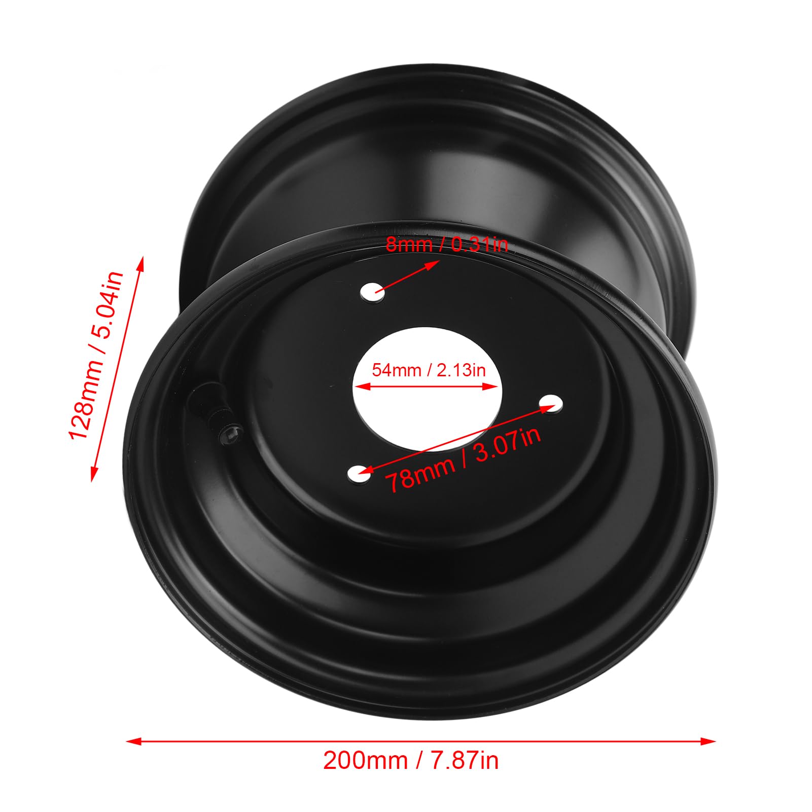 SIXRUN Jante en Alliage d'Aluminium 16x8.00-7, 7 Pouces, Noir, pour VTT, Go Karts, Chariots, Espacement des Trous 78mm