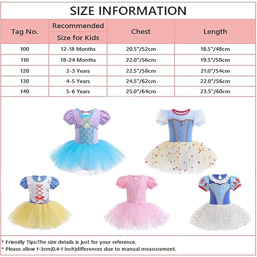 Vista 4 de MYRISAM Leotardos de princesa para niñas, tutú de ballet con falda, vestido de bailarina para cumpleaños, fiesta de disfraces, disfraces de Halloween