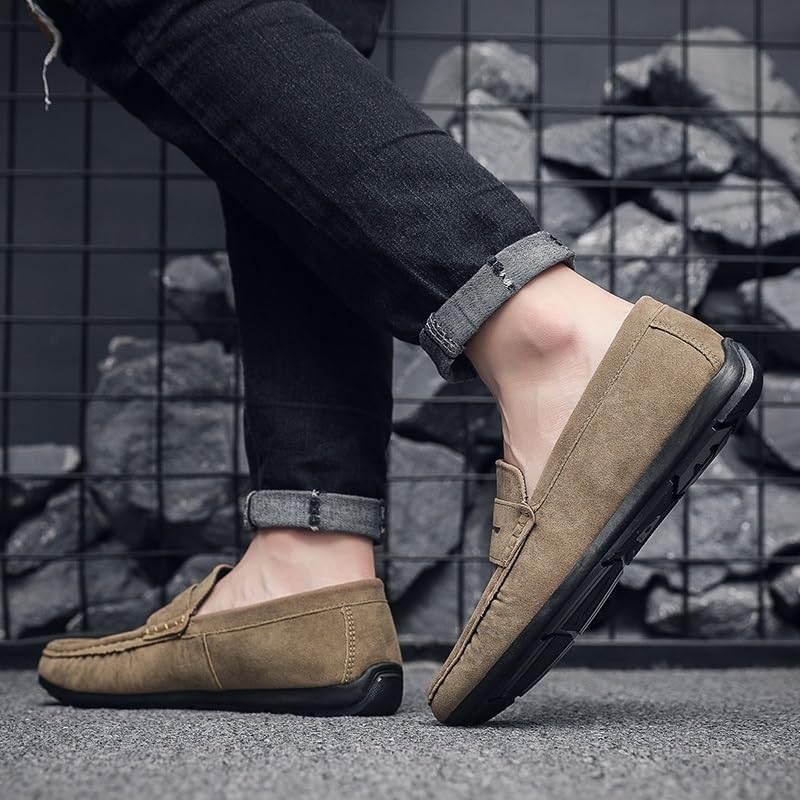 Party Loafers for Men's Suede Vamp Vintage Fashion Solid Color Working Office Anti-Slip Shoe Slip On3
