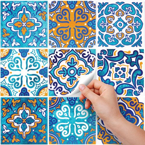 RE-COVERTILES Adesivi Per Piastrelle 54 Pezzi 10x10 Cm - PVC Impermeabile, Effetto Cementine, Made In Italy