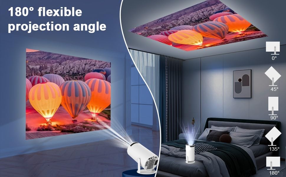 PLAY New Launched 4K 2K Full HD LED 180 Degree Rotation Android 12, 5000 lumens with WiFi Bluetooth inbuilt Speakers Portable Freestyle Projector 2