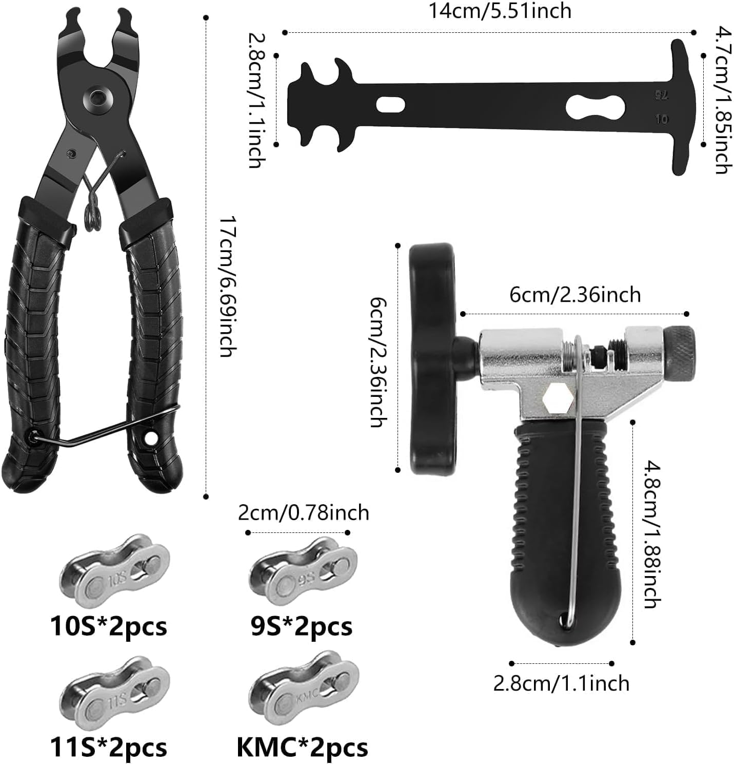 Pince à Chaîne De Vélo QKURT, Outil De Démontage De Maillon Et Retrait De Chaîne, Noir