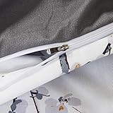 YEPINS Soft Quilt Duvet Cover Set with Zipper Closure and Corner Ties, Tree Branch Printed Pattern, Grey and White Colour, Reversible Design- Brushed Microfiber Super King Size(260X220CM) - Image 5