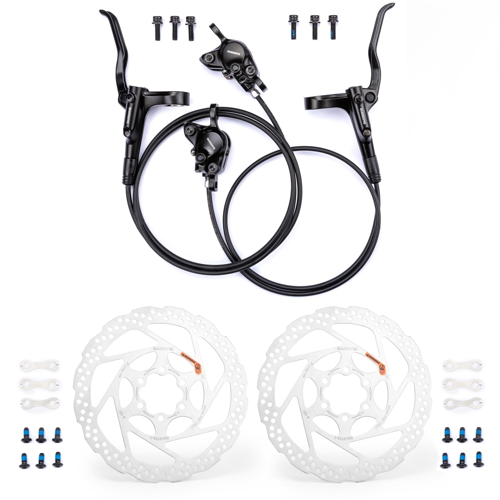 ShimanoOEM MT200 Hydraulic Brakes, 2 Piston Left Front 800mm Right Rear 1500mm MTB Hydraulic Brakes, Dual Disc Brakes Fit 160mm / 180mm Rotors Hydraulic Disc Brakes