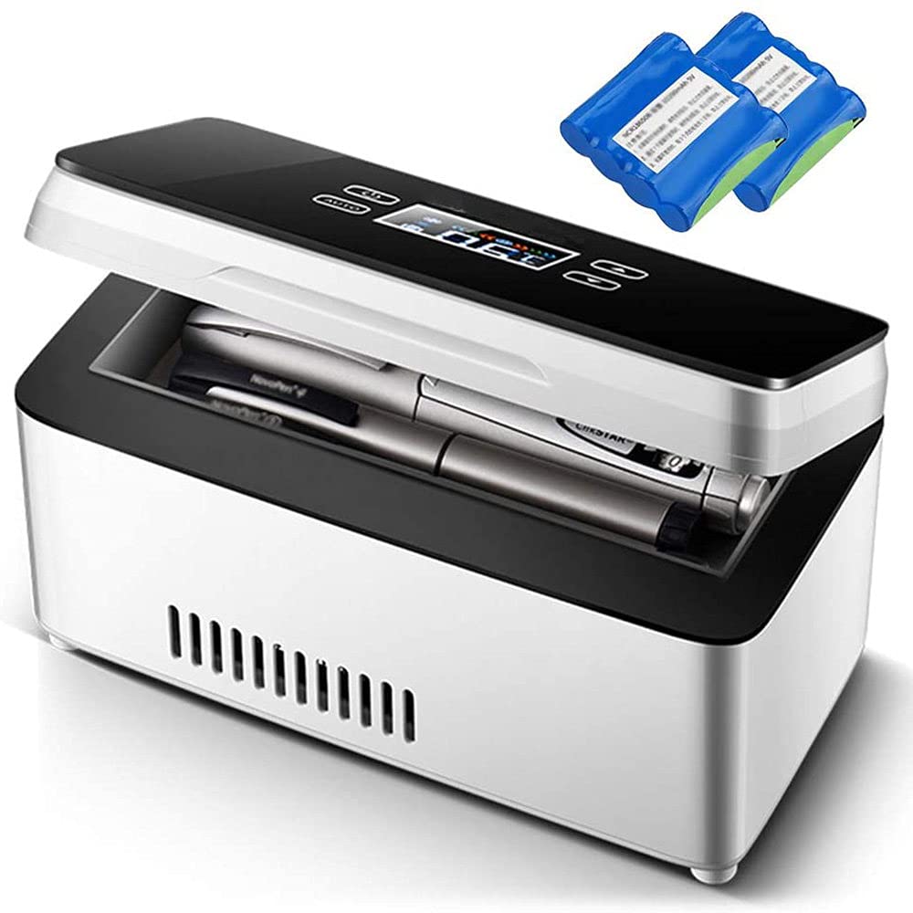Nevera portátil para insulina de alta capacidad de 12 horas, mini nevera para coche, refrigeración inteligente recargable de 0-18 ℃, para viajes/almacenamiento de interferón/medicamentos, 3 bater