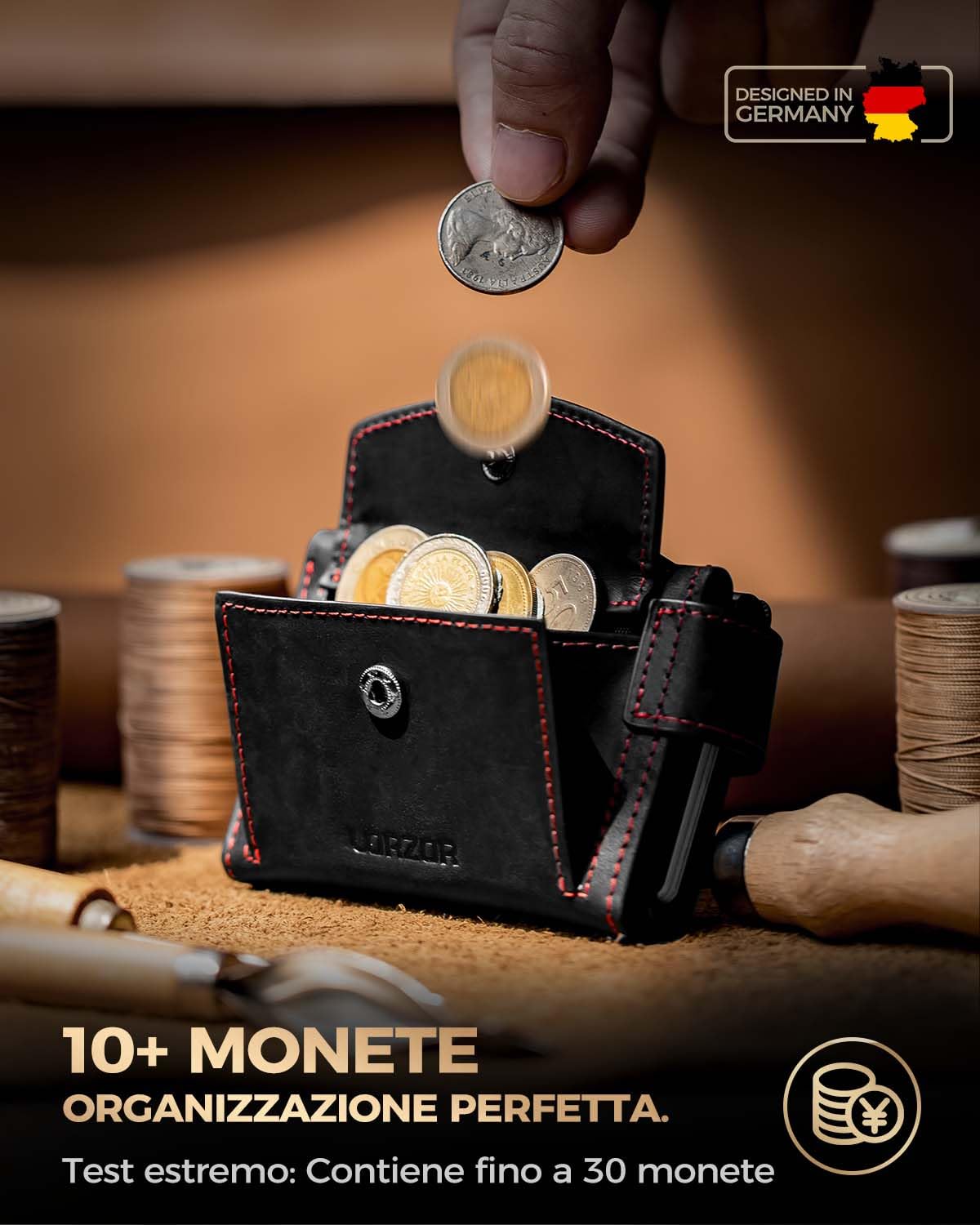 LORZOR Portafoglio Uomo Slim Airtag con Portamonete XXL, Porta Carte di Credito in Pelle con Protezione RFID, Portacarte Uomo Pop-up con Chiusura Magnetica,Wallet per 10 Carte, Porta Tessere Tascabile