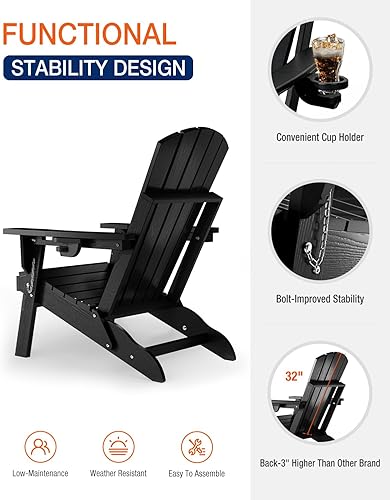 Miniatura 6 de Silla Adirondack con soporte para tazas sillas Adirondack plegables de plástico HDPE, muebles de material de polietileno de alta densidad - Sillas