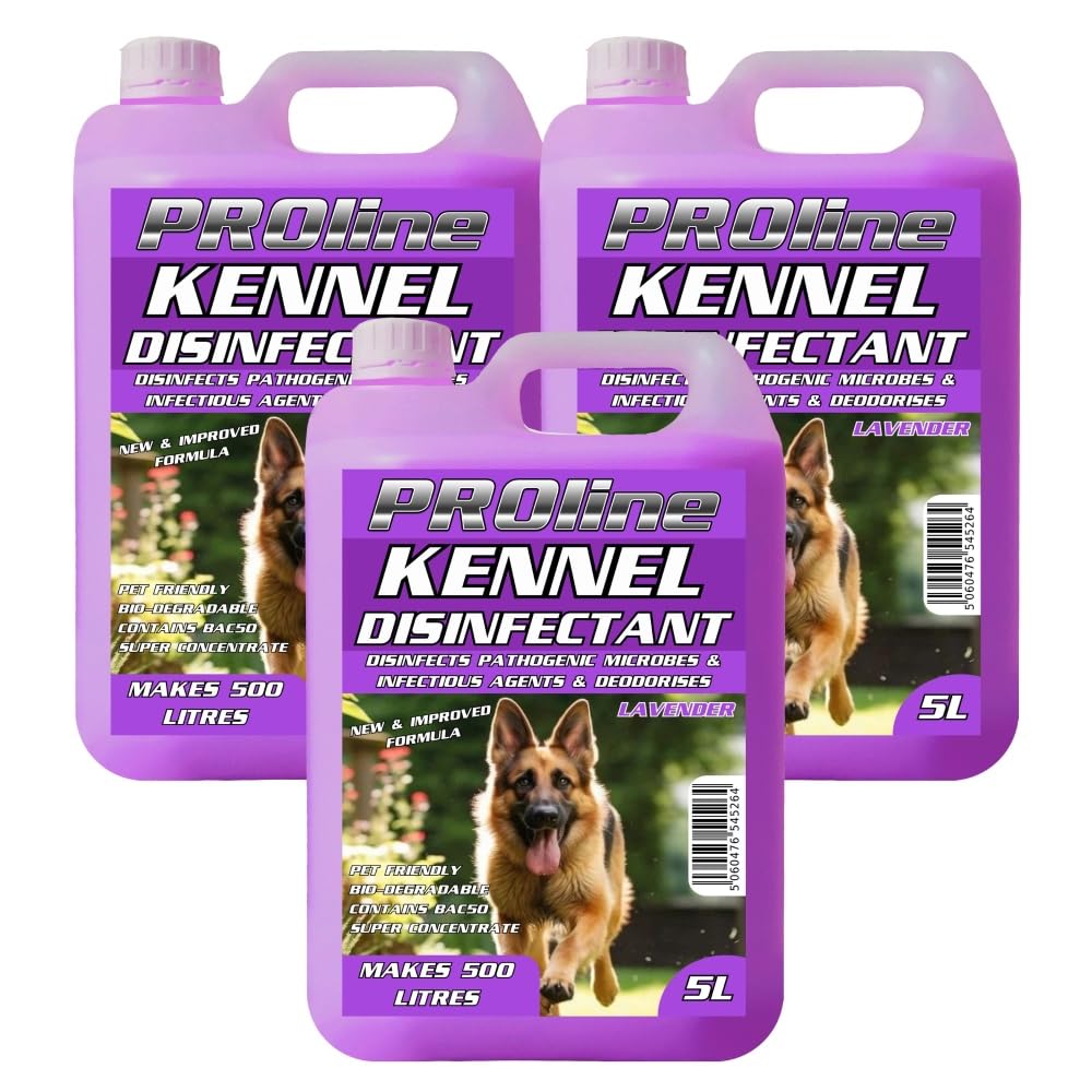 Proline Dog Kennel Disinfectant 3x 5ltr Lavender Fragrance Odour Deodoriser