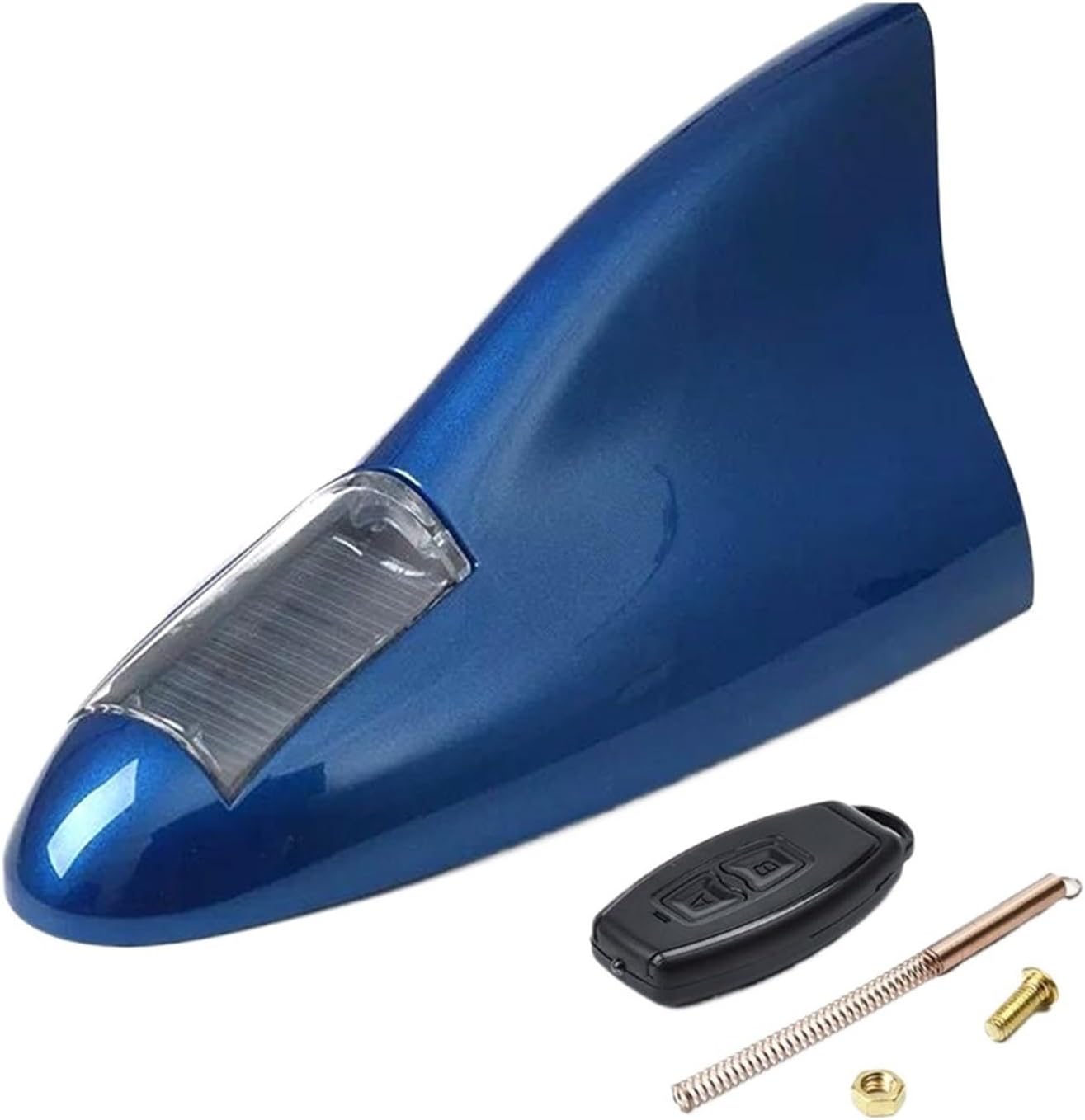 Car Solar Shark Fin Antenna Light Universal Warning Lights Anti Collision Light Automobile Modeling Decorating Accessories(Blue)