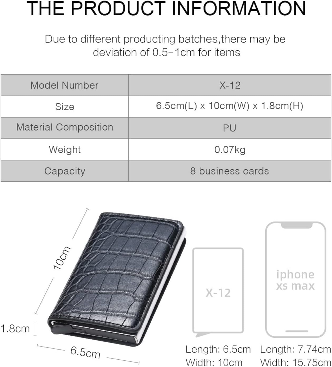 Women's Wallets Customized Smart Men Wallet Business Card Holder Wallet Aluminum Metal Case Box Mini Credit Card Wallet Purse(Size:Schwarz)