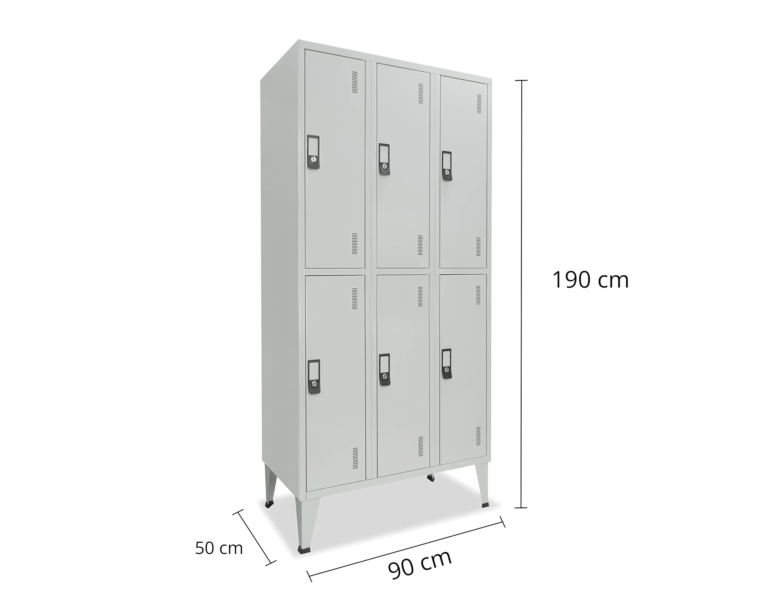 Taquillas Metálicas Triples 6 Puertas 1900x900x500mm