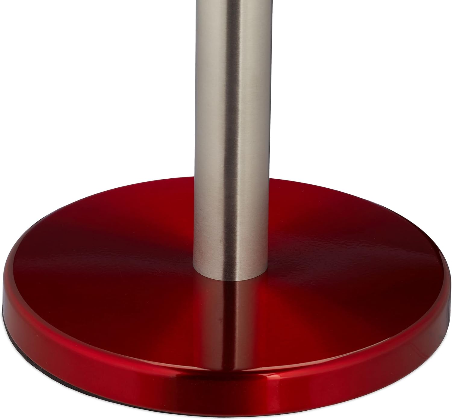 Relaxdays Kitchen Roll Holder, Stable, Stainless Steel, Paper Towel Counter Stand, HxØ: 35 x 15 cm, Silver/Red