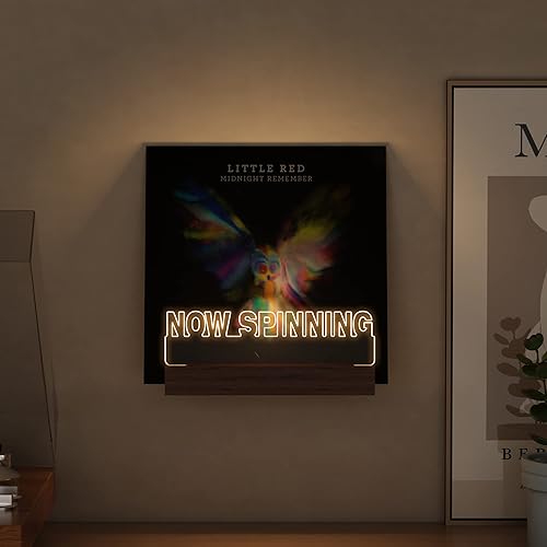 Miniatura 3 de Ammonite Light up Now - Soporte giratorio para discos de vinilo, soporte de pared para tocadiscos, soporte acrílico de madera para exhibición y