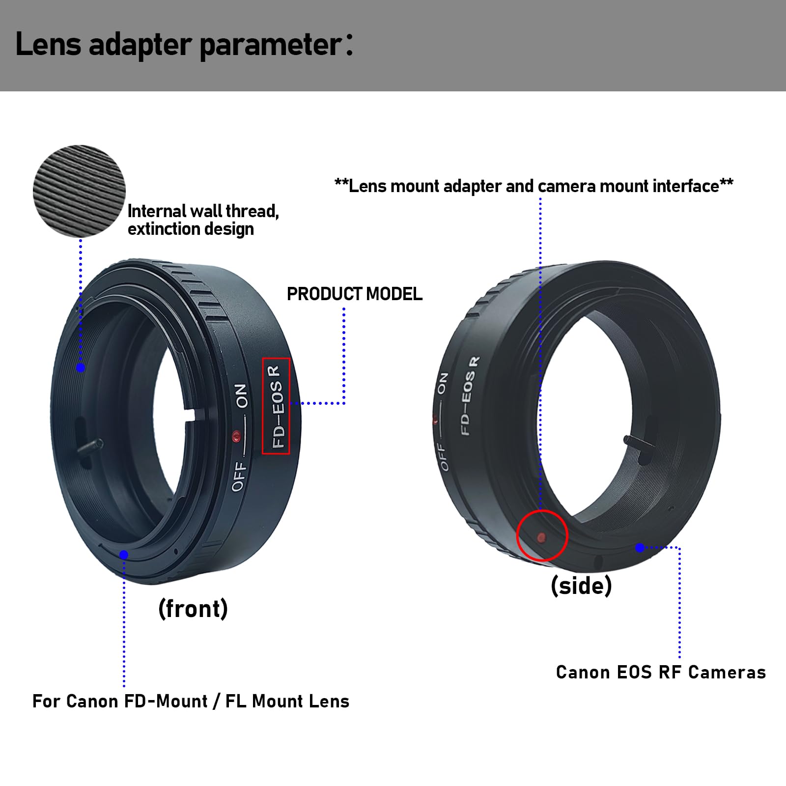 FD-EF R Bague d'adaptation pour Objectif FD/FL Compatible avec Appareil Photo EF R-Mount EF RF RP, FD to EFS R