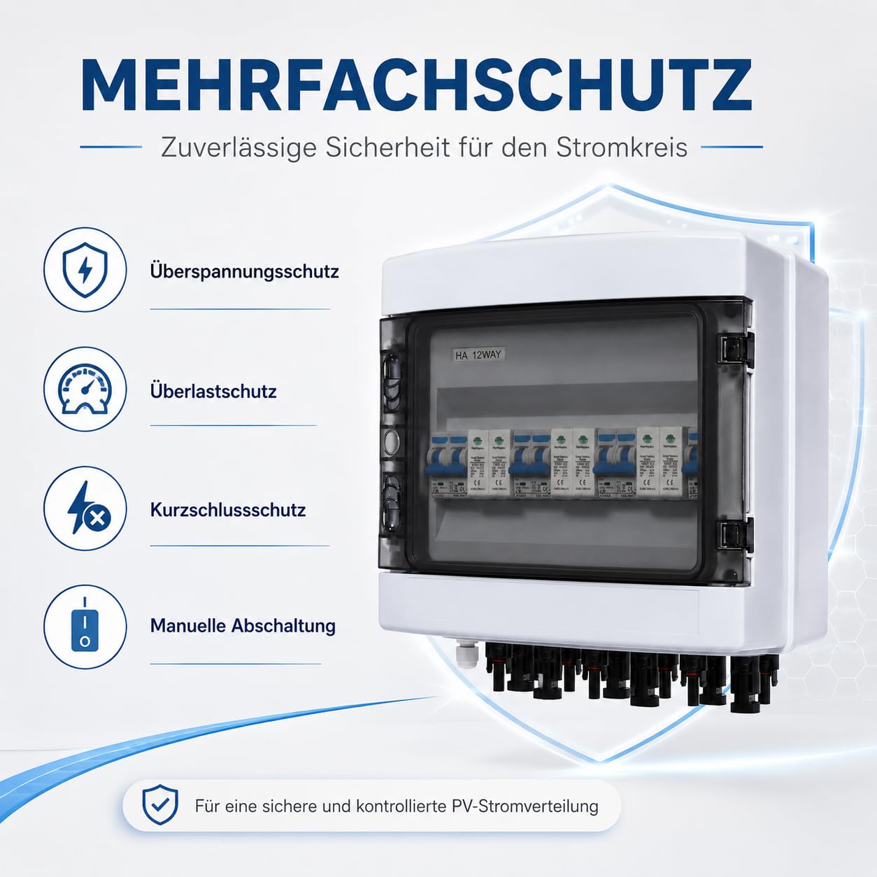 überspannungsschutz PV 3 In 3 Out 1000v DC Solar Combiner Box Leistungsschalter Solar Trennschalter,Für Solarmodule Im Freien, Wohnmobile Und Elektrofahrzeuge