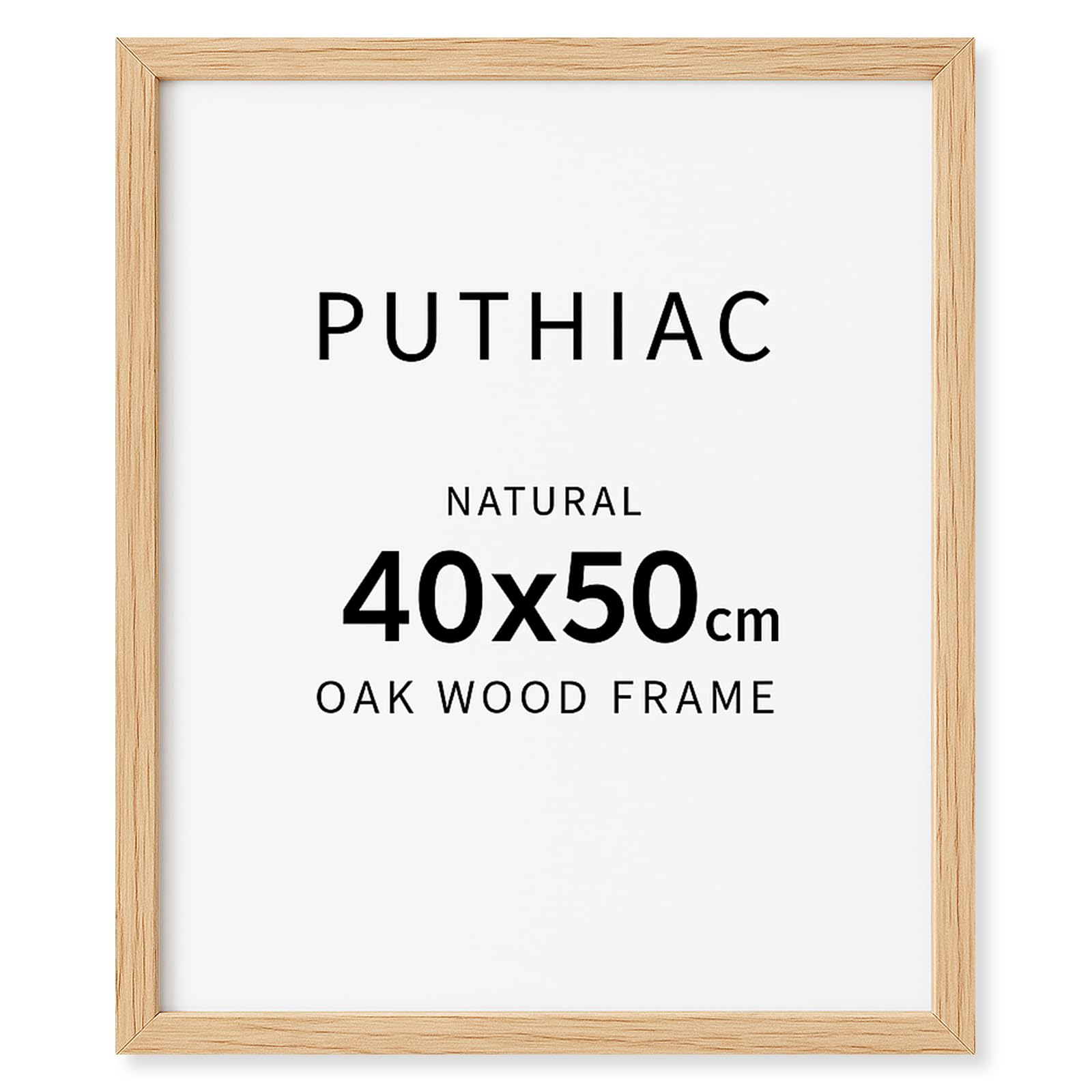puthiac Bilderrahmen DIN 40x50 cm - Eichenholz Natur - Dünner Rahmen für Dokumente, Zertifikate, Fotos - Hochwertiger Echtholzrahmen