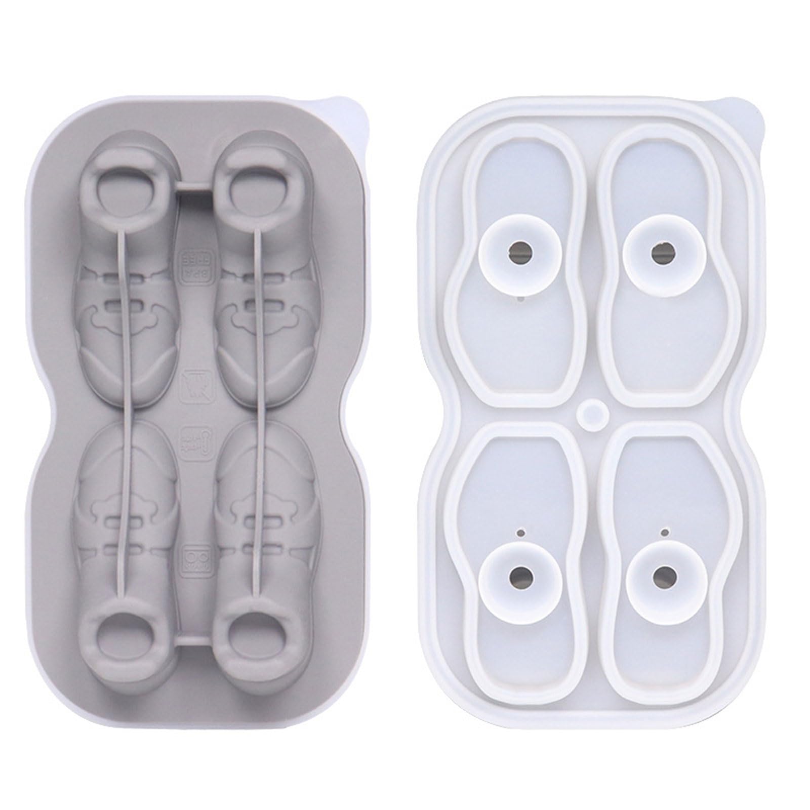 Buxuaaaa Grey 3D Shoe Shape Tray Easily Release Molds 4Cavity Food Grade Silicone Maker Molds Easily To Clean Shoe Shape Maker