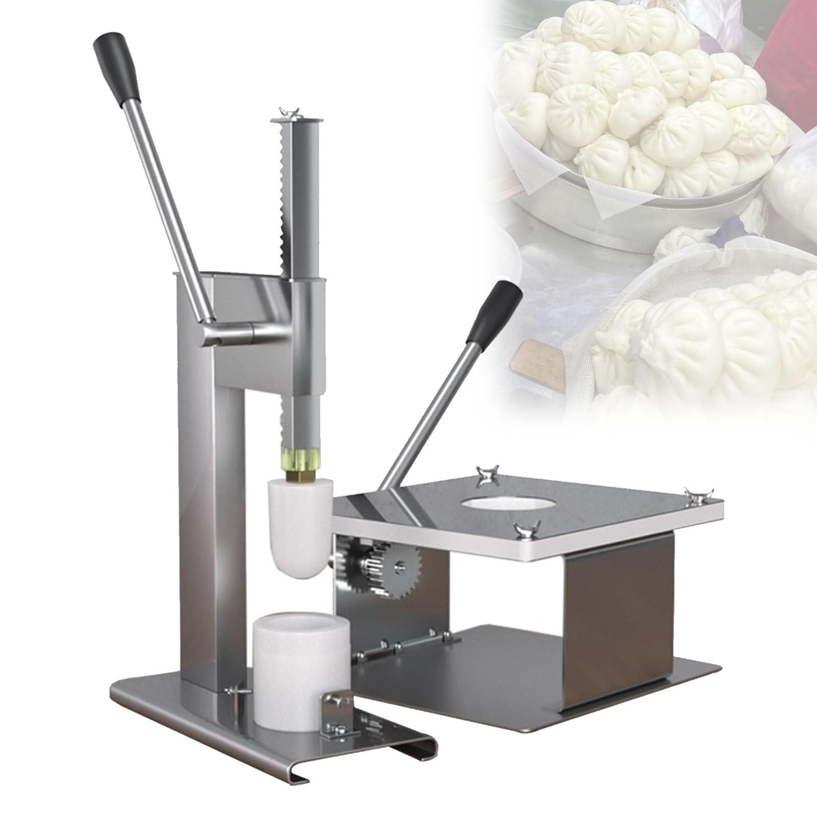 Pfps Baozi Maker, Stainless Steel Manual Bun Mold Machine, 400-500pcs/h, with Dough Press Machine, for Home and Commercial Use Medium