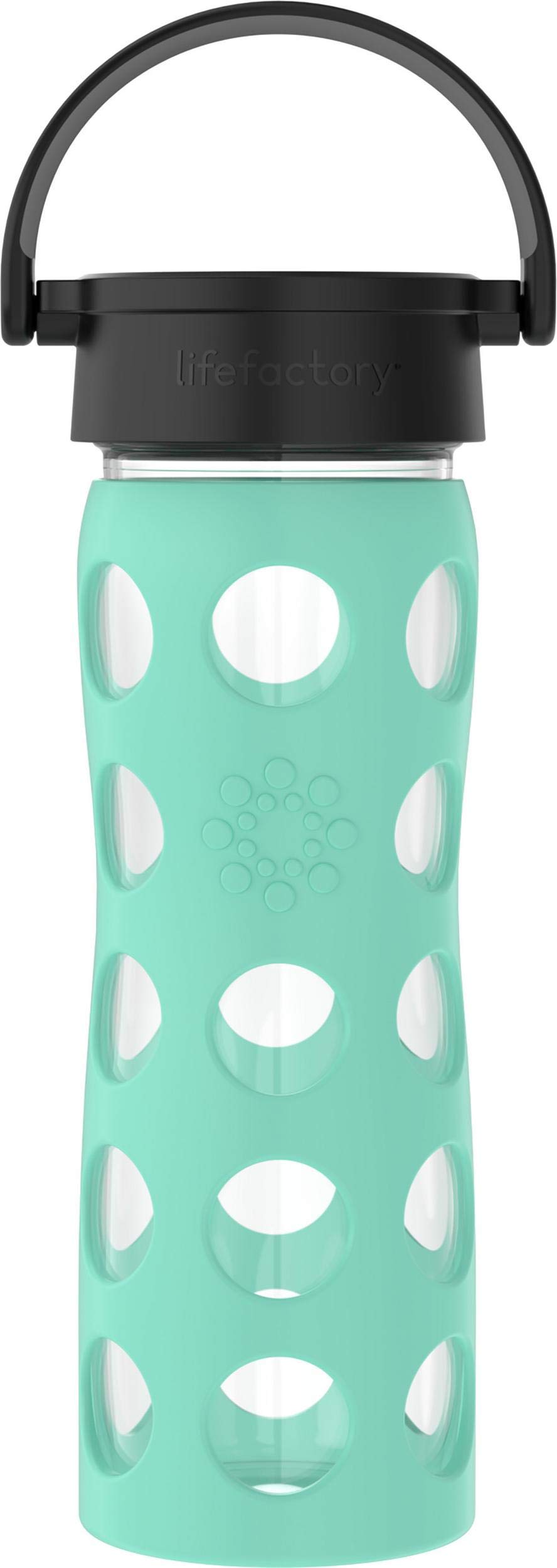 Lifefactory 16-Ounce BPA-Free Glass Water Bottle with Classic Cap and Protective Silicone Sleeve, Sea Green