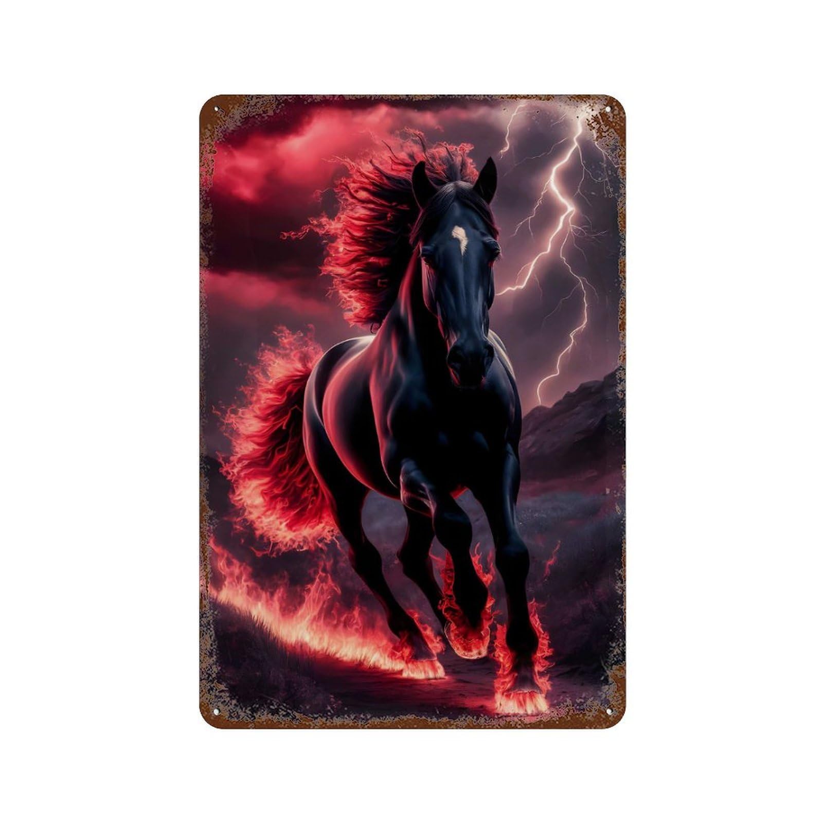 Rust Effect Majestic Horse Retro Metal Sign 11.8"x7.9", Classic Wall Plaque for Cafe, Home Bar And Lounge Decor