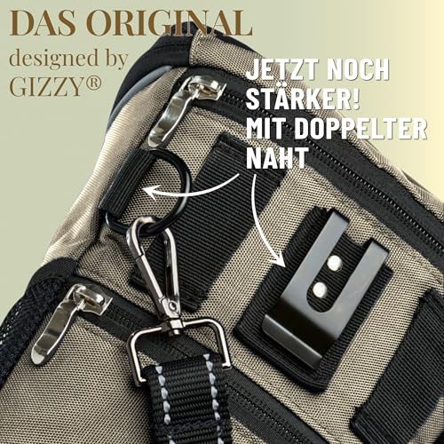 GIZZY® DAS ORIGINAL | Leckerlitasche für Hunde + REGENHAUBE | Leckerlibeutel für Hunde mit praktischer Einhand-Öffnung | Hunde Leckerlitasche für Training & Welpenerziehung | Gassi Tasche Hund [Beige]