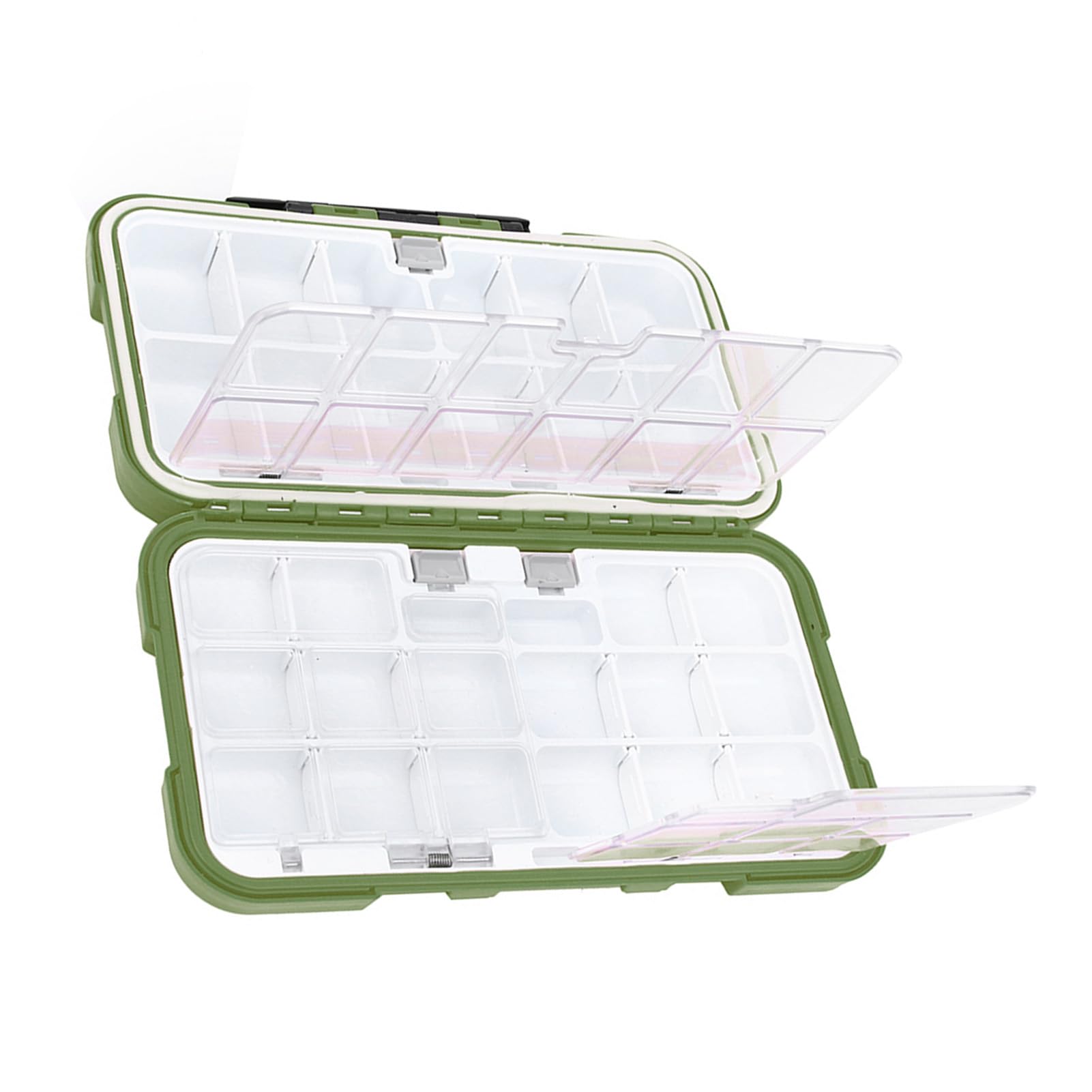 Generic Transparent ABS Fishing Tackle Box Removable Compartments Organizer 7.9x4.5x2inch for Fishing Enthusiasts (Green)