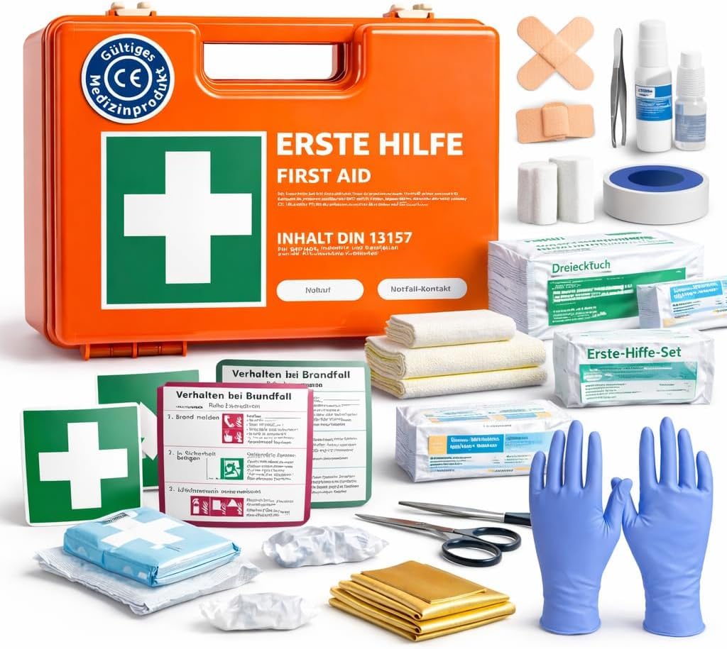 3x Erste Hilfe Koffer - DIN 13157:2021 nach aktueller Norm - inkl. Wandhalterung, Aufkleber - Erste Hilfe Verbandskasten geprüft (3)