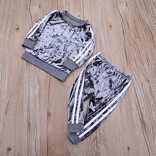 Image of Mary ye 2Pcs Fashion Toddler Baby Girl Velvet Sweatshirt Tops Pant Set Tracksuit