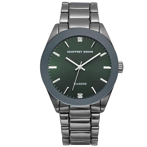 Men's Gunmetal Metal Dress Watch, Genuine Diamond Accent Dial, Classic