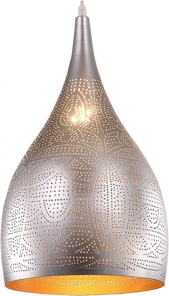 ESDFGYU Modern Chandelier Moroccan Etching Pendant Light Industrial Porous Arabic Chandelier Vintage Turkish Hollow Ceiling Hanging Lamp Fixture for Kitchen Island Restaurant Hallway Foyer