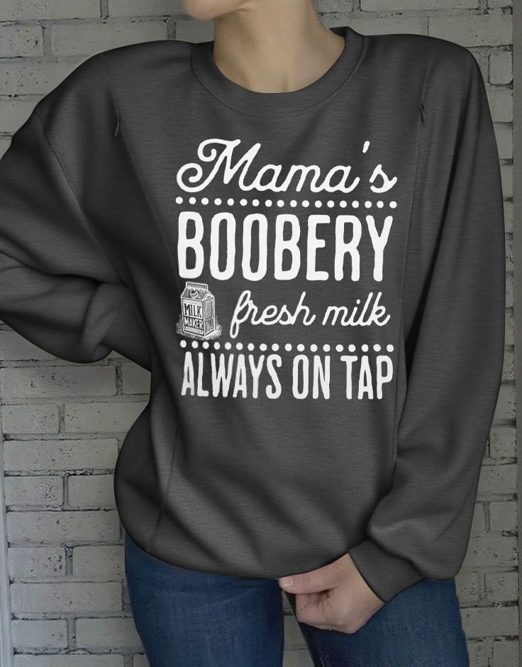 Maternity Nursing Sweatshirts for Women Friendly Zip Breastfeeding Pullover Top Mama's Boobery Print Clothes - Image 7