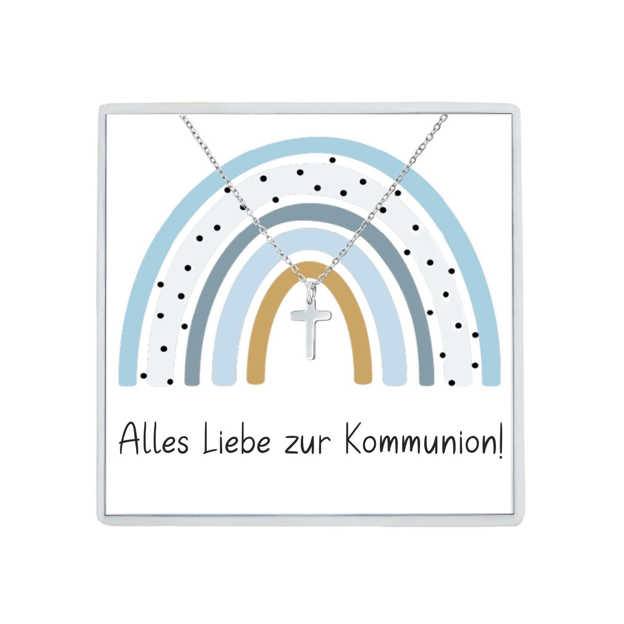 Wunderlinchen Halskette mit Kreuz Anhänger Geschenke zur Kommunion für Junge Mädchen (Silber)