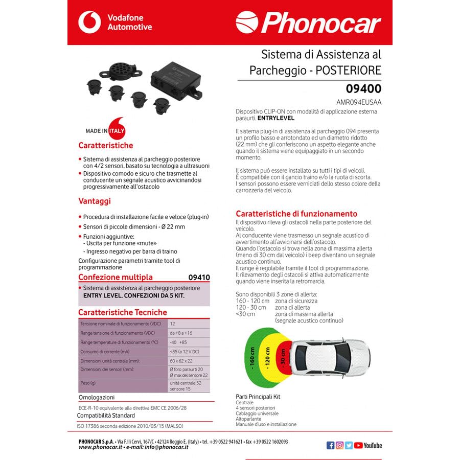 COBRA 1064385 Dispositif arrière 4 capteurs