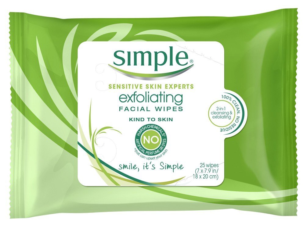 SimpleExfoliating Facial Wipes 25 Count (Pack of 3)