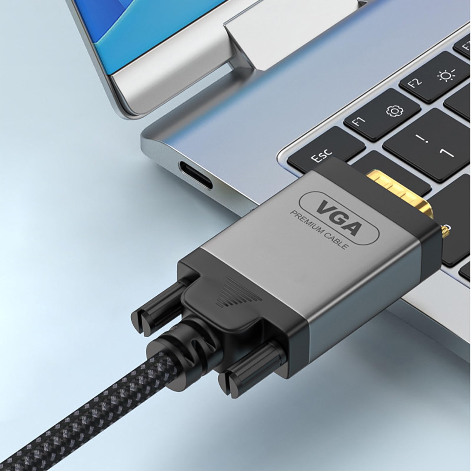 STDEV 2Meter DisplayPort to VGA Cable Full 1080P Male to Female Video Adapter Cord 78.74in Soft Braid Cable