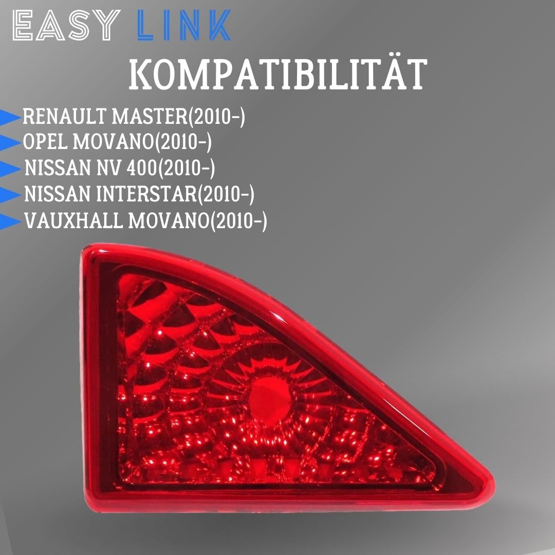 Terza Luce di Freno Stop Fanale Posteriore Compatibile con Renault Master Opel Movano Nissan NV 400 Interstar Vauxhall Movano 265900021R