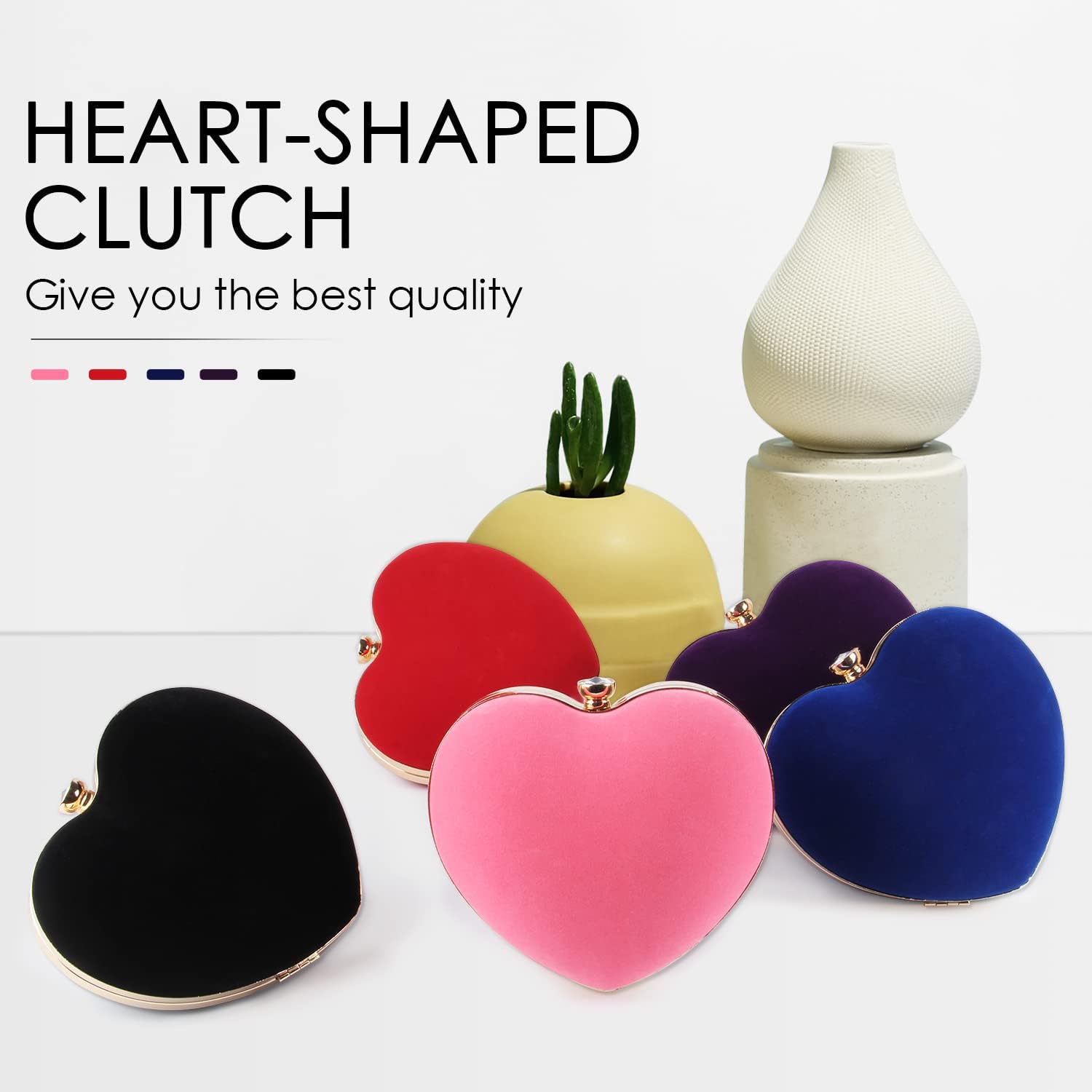 Women Heart Purse Wedding Party Evening Bag Cute Heart Shaped Clutch Small Cocktail Prom Tote Handbag