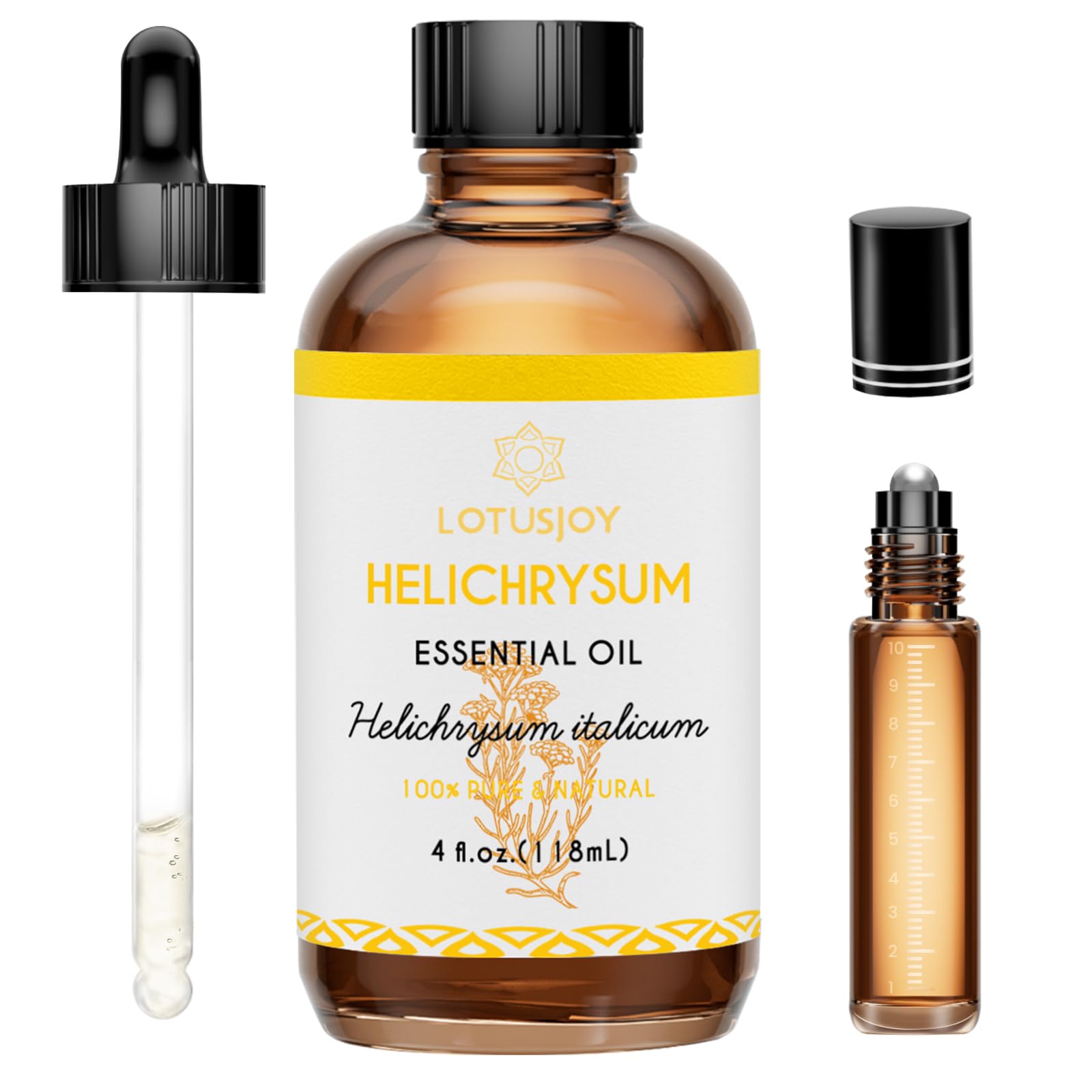Helichrysum Essential Oil, 100% Pure Helichrysum Italicum Oil for Bruising Skin Roll On Diffuser Room Spray - 4 Oz